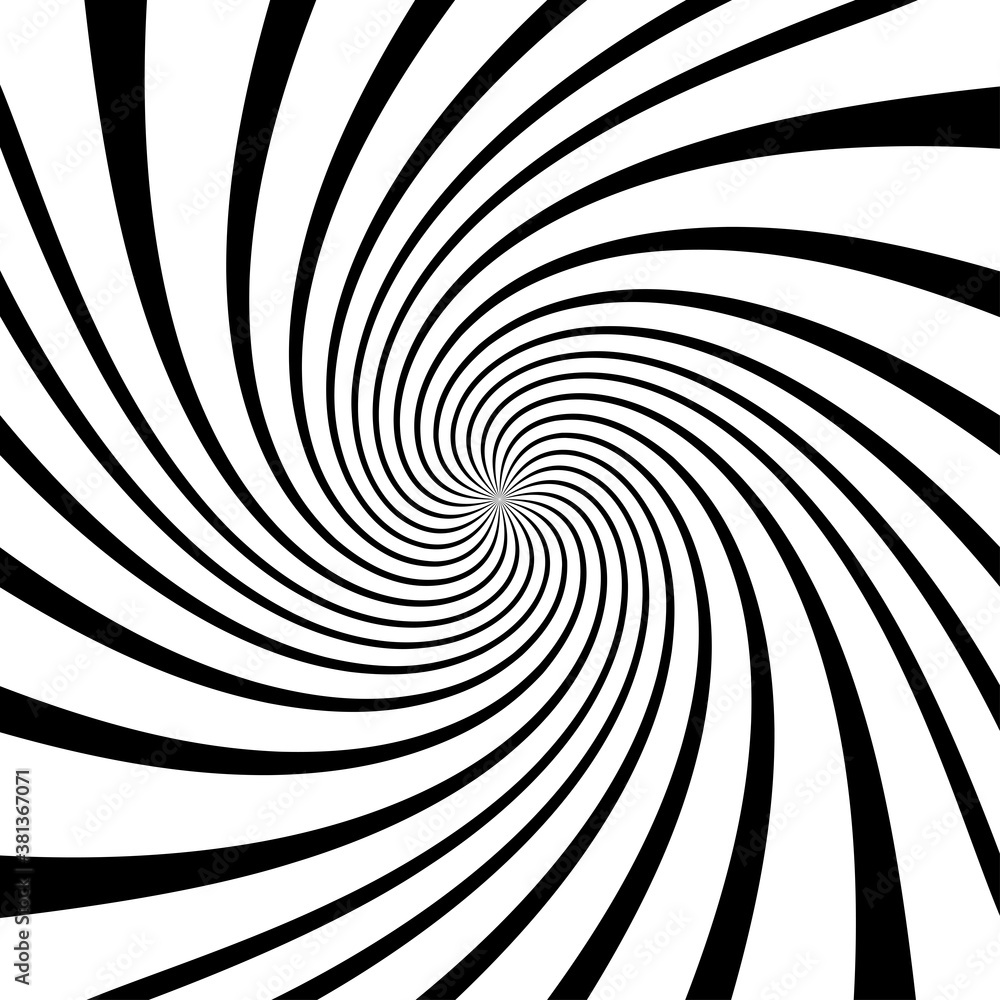 Twist, spiral, swirl, twirl element. BW Radial rotating stripes Twist, spiral, swirl, twirl element. BW Radial rotating stripes