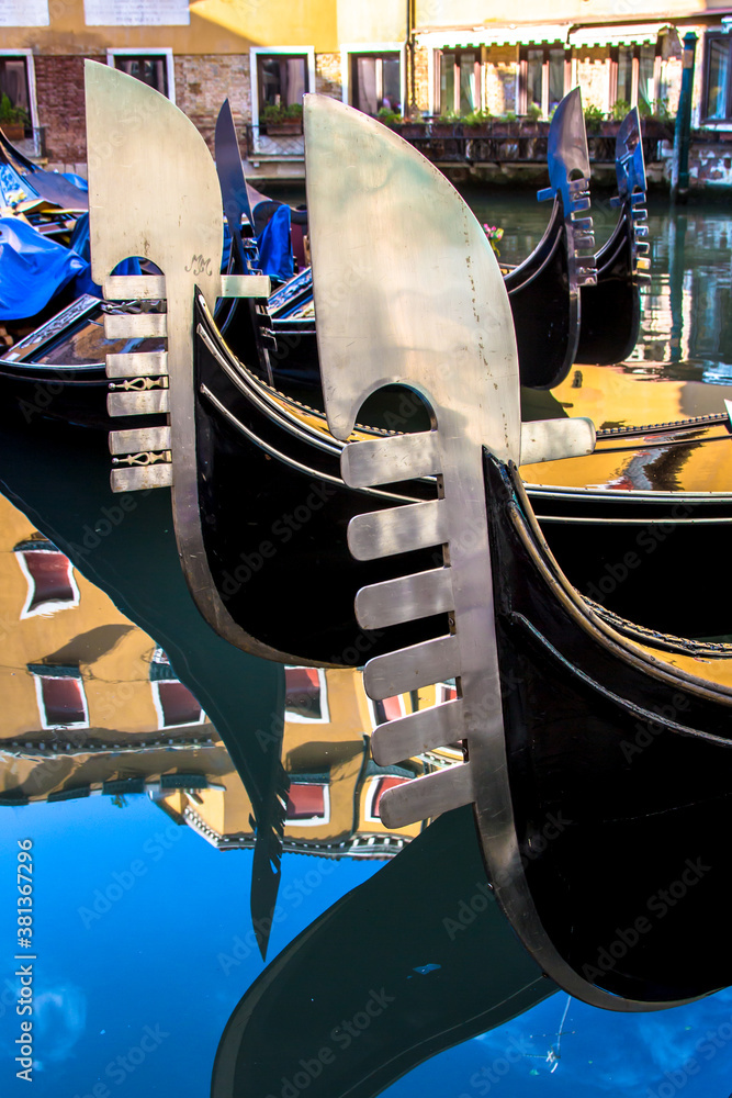 The iron prow-head of the gondola, the Venetian rowing boat