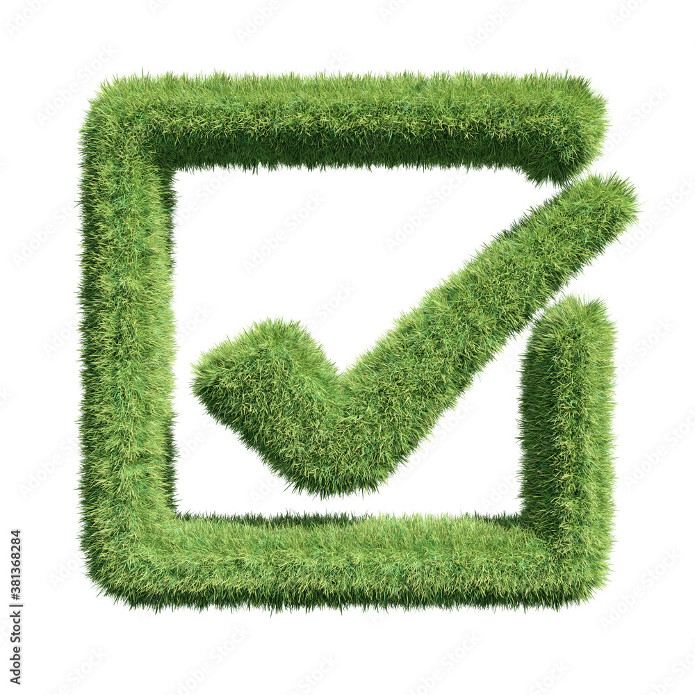 Grass tick and checkbox. 3d illustration Grass tick and checkbox. 3d illustration