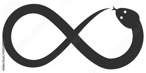 Ouroboros. Medieval endless symbol of life and death. Vector infinity logo.