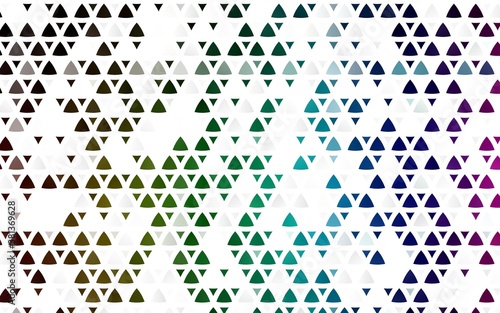Light Multicolor  Rainbow vector seamless template with crystals  triangles. Glitter abstract illustration with triangular shapes. Trendy design for wallpaper  fabric makers.