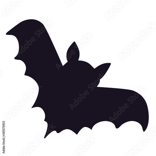 Bat silhouette on white. Black bat for Halloween