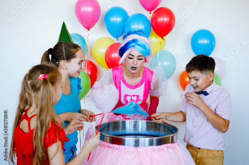 Birthday party with cotton candy.