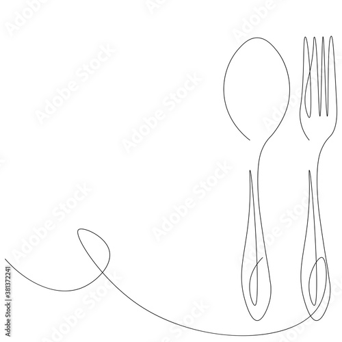 Fork and spoon silhouette on white background. Vector illustration