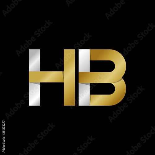 HB initial letter logo, simple shade, gold silver color
