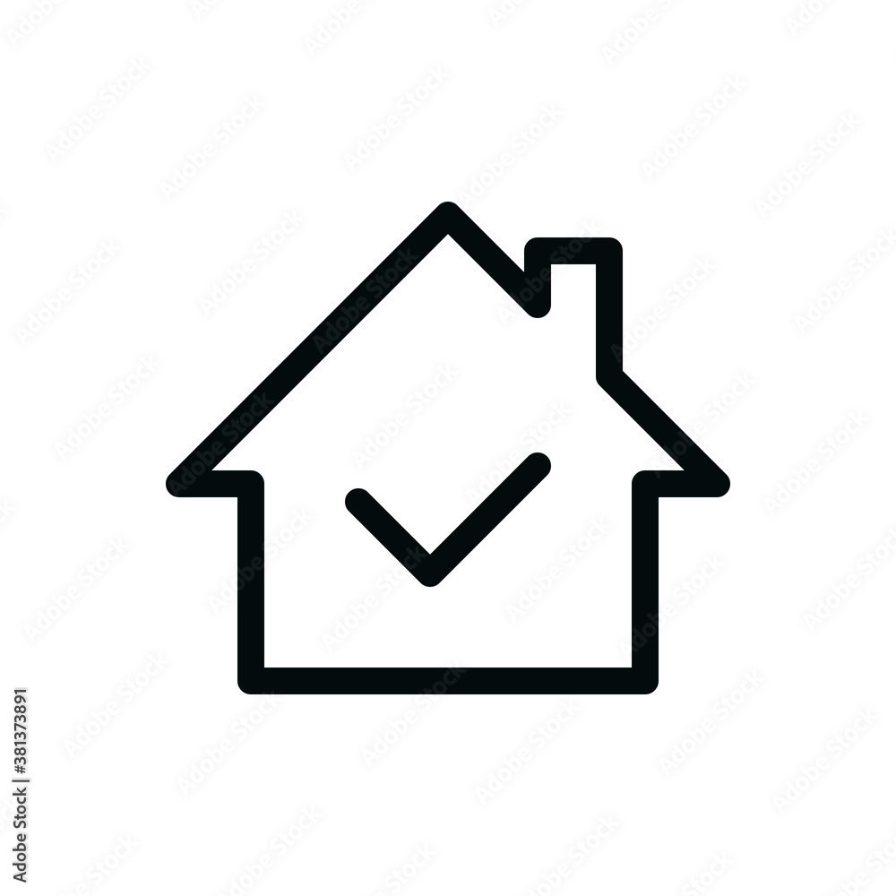 Home ok isolated icon, house check vector icon with editable stroke