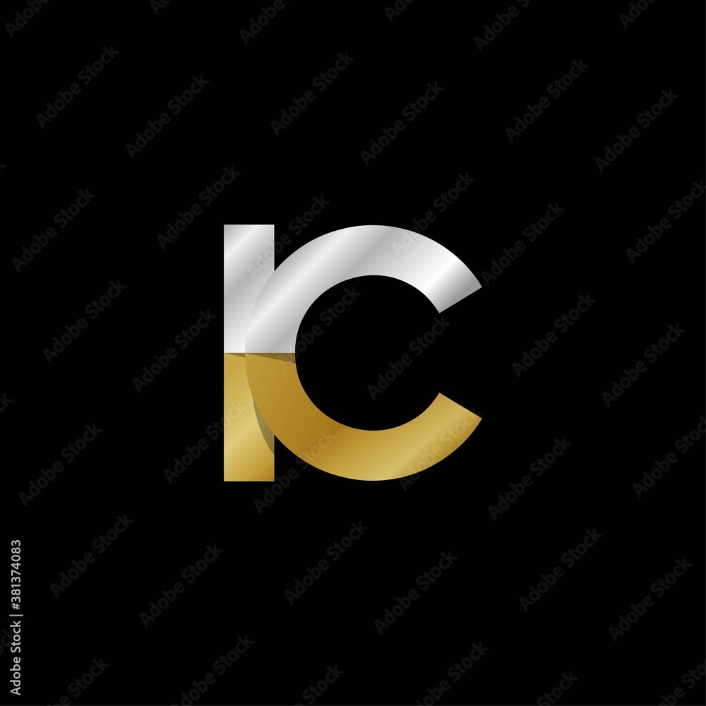 IC initial letter logo, simple shade, gold silver color IC initial letter logo, simple shade, gold silver color