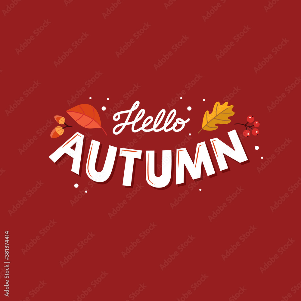Hello autumn lettering. illustration in flat style Hello autumn lettering. illustration in flat style