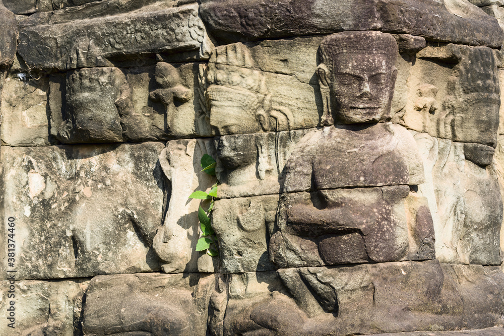 sculptures of the Terrace of the Leper King at Angkor Thom, Siem Reap, Cambodia sculptures of the Terrace of the Leper King at Angkor Thom, Siem Reap, Cambodia