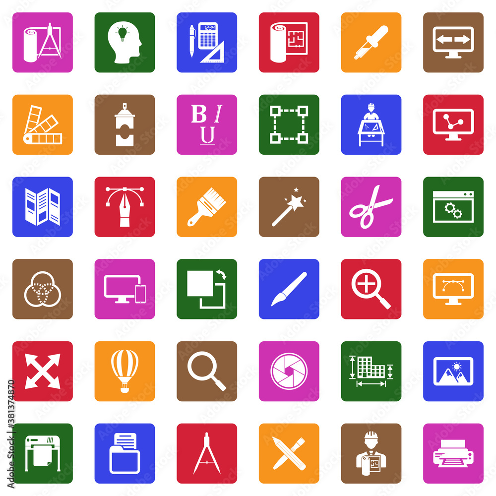 Design Icons. White Flat Design In Square. Vector Illustration. Design Icons. White Flat Design In Square. Vector Illustration.