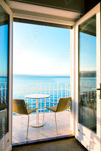 Hotel room balcony with amazing sea view