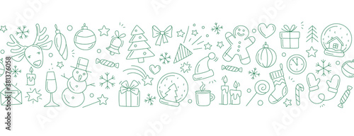 Merry Christmas Happy New Year seamless background pattern.