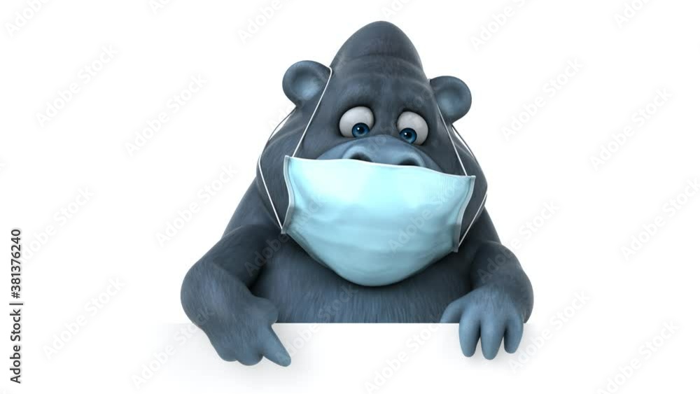 Fun cartoon gorilla with a mask Fun cartoon gorilla with a mask
