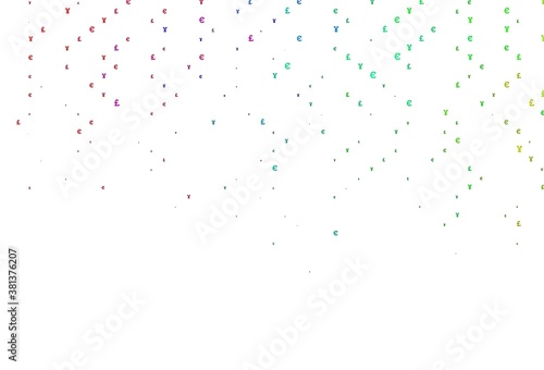 Light Multicolor  Rainbow vector pattern with EUR  JPY  GBP.