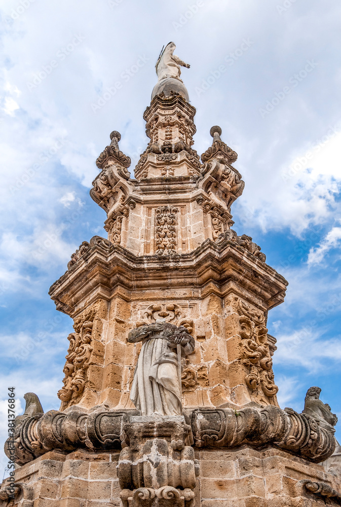 The Spire of the Immaculate (Guglia dell'Immacolata), made in 1743 in Baroque style Nardò, province of Lecce, Salento, Puglia, Southern Italy.