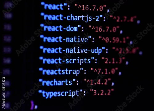 Close-up of webpack configure React, Javascript programming source code photo