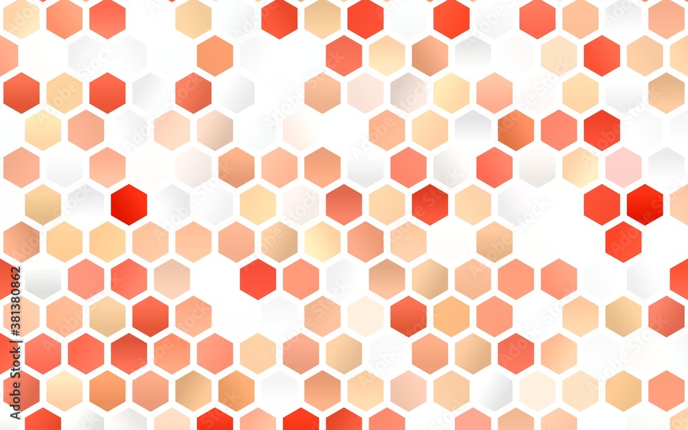 Light Red vector background with hexagons. Illustration of colored hexagons on white surface. Pattern for texture of wallpapers.