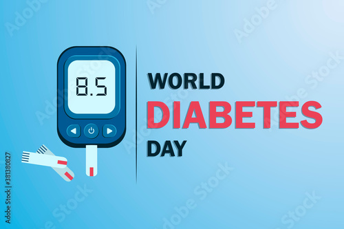 World Diabetes Day Awareness. World diabetes day banner with electronic glucometer which shows glucose level. Vector illustration.