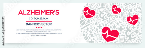 Creative (Alzheimer’s Disease) disease Banner Word with Icons ,Vector illustration.