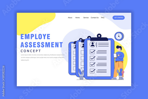Flat Design Concept of Employe Assessment Landing Page