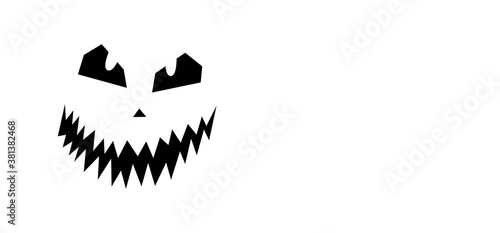 Jack o' lantern face, simple black vector silhouette of a scary face