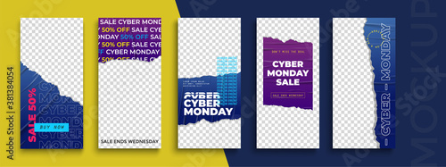 Cyber Monday Sale. Trendy editable Stories template. Design  for social media. 
