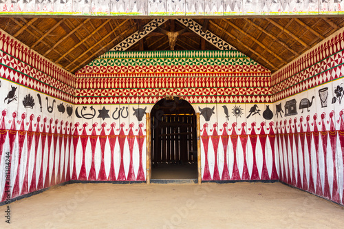 Indian tribal art white paint on wall