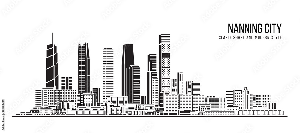 Cityscape Building Abstract shape and modern style art Vector design -  Nanning city