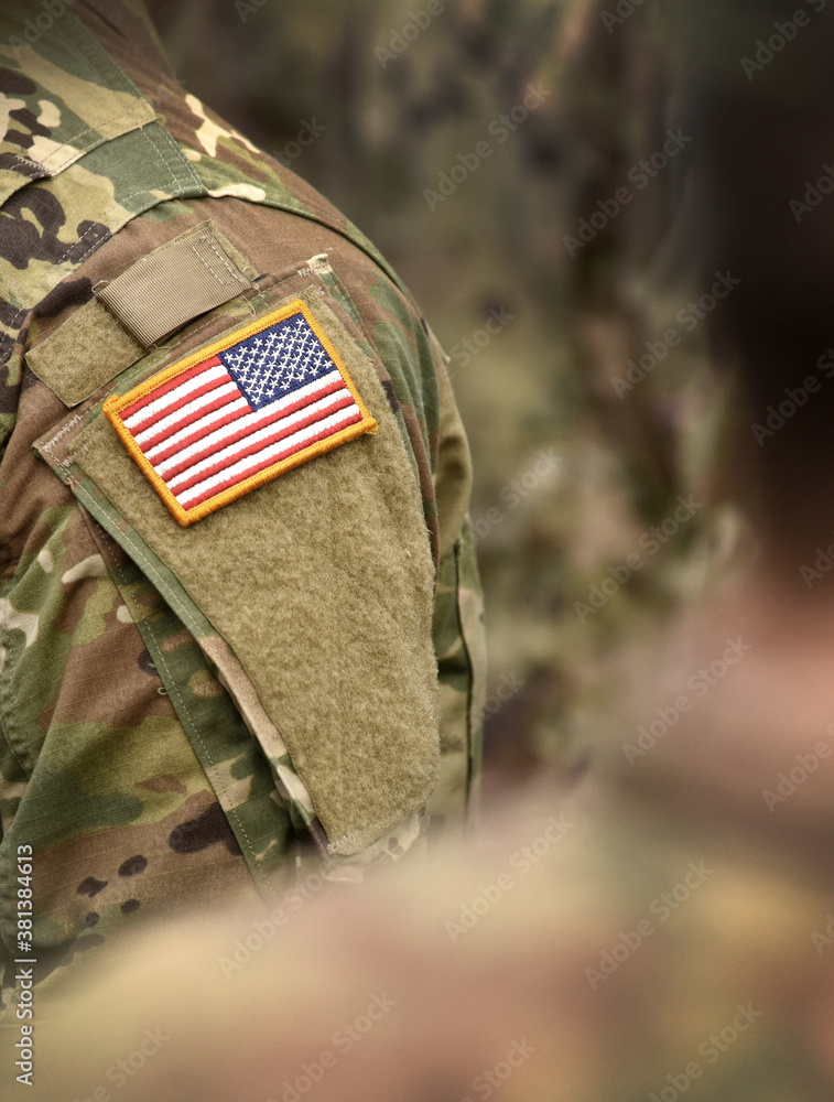 Fototapeta premium Veterans Day. US soldier. US Army. The United States Armed Forces. Military forces of the United States of America. Memorial day.