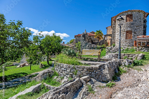 Street scene of the historic town Hum in Croatia during daytime