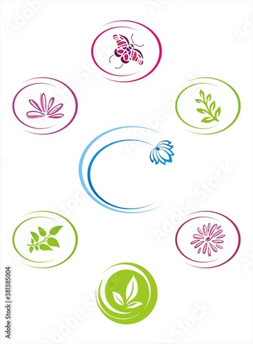 colourful nature icons, Eco friendly business logo design
