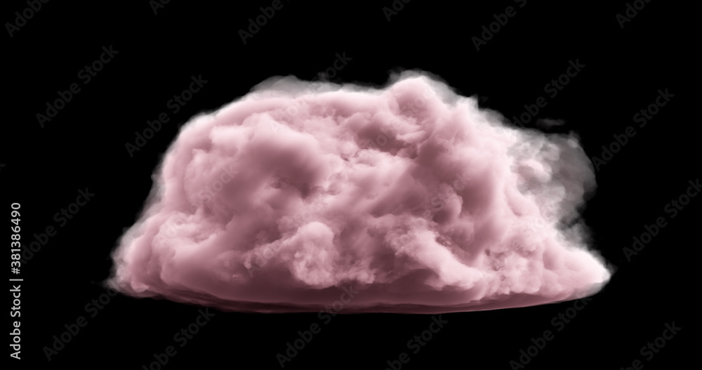 3d rendering. Realistic fluffy dense clouds on a black background in pink color. Element for your creativity 3d rendering. Realistic fluffy dense clouds on a black background in pink color. Element for your creativity