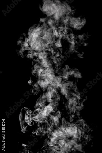A jet of smoke on a black background