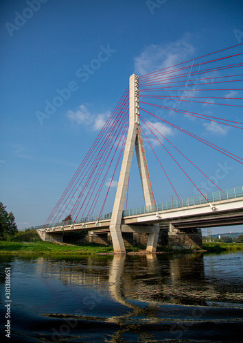 Modern bridge over the German river Elbe near the city of Dresden