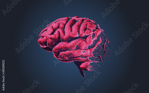 Vector brain damage illustration isolated on dark BG