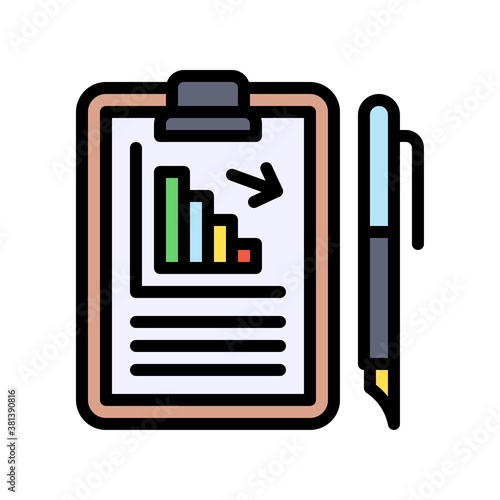 economic recession related icons notepad with pen, arrow and graph vectors with editable stroke,