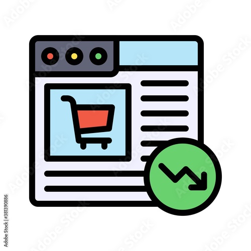 economic recession related website with shopping trolly arrow sign vectors with editable stroke,