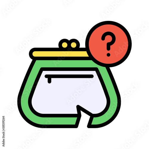 economic recession related crack ladies bag with question mark and zip vectors with editable stroke,