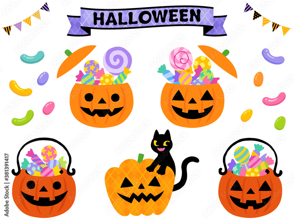 ハロウィンのキャンディポット バスケットのイラスト Stock Vektorgrafik Adobe Stock