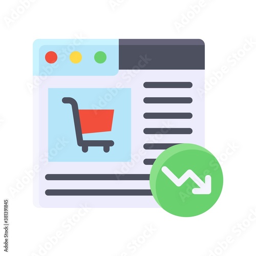 economic recession related website with shopping trolly arrow sign vectors in flat style,