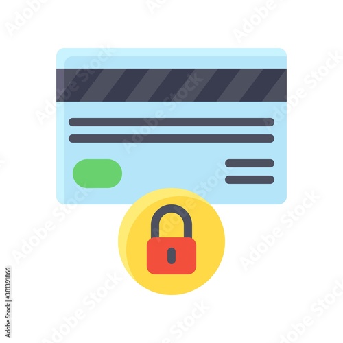 economic recession related credit card with strips and lock vectors in flat style,