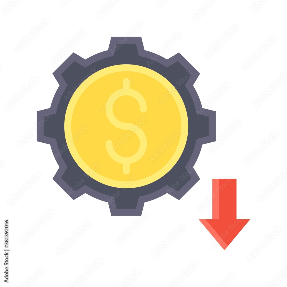 economic recession related dollar or penni sign with gear or setting vectors in flat style, economic recession related dollar or penni sign with gear or setting vectors in flat style,