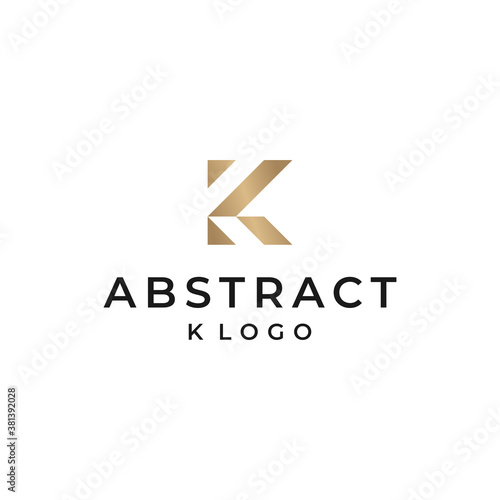 abstract K logo vector modern simple design with gold color and white background