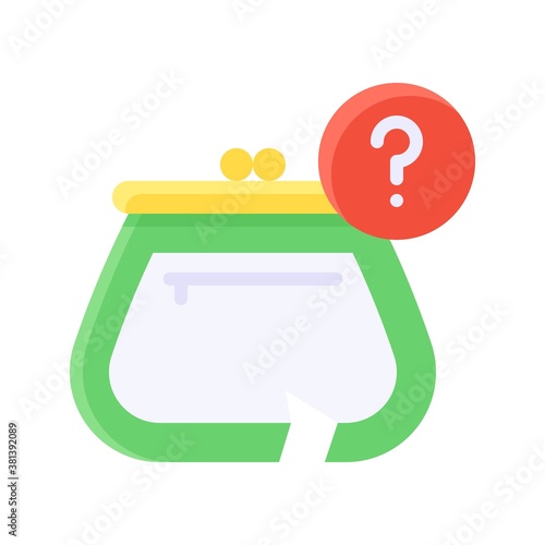 economic recession related crack ladies bag with question mark and zip vectors in flat style,