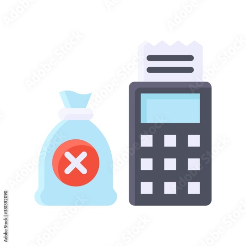 economic recession related coins sack or bag with bill machine and bill vectors in flat style,