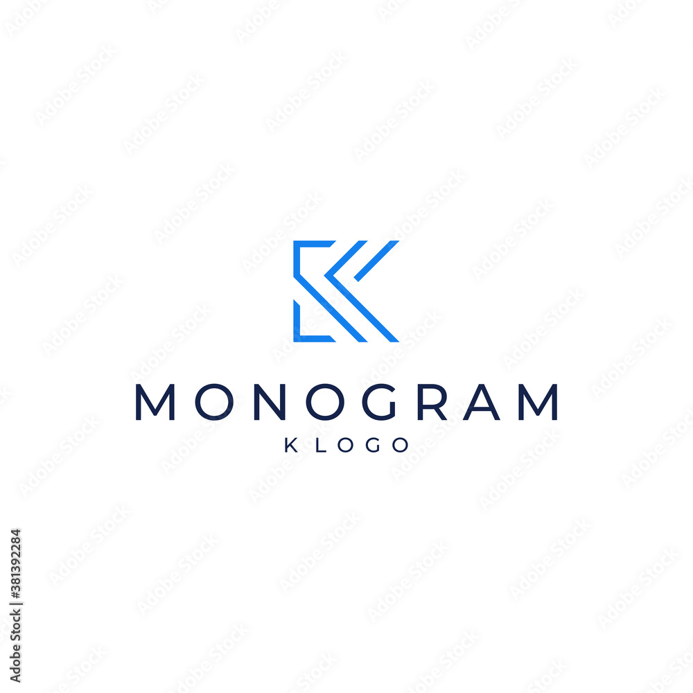 K logo simple modern design with blue color and white background K logo simple modern design with blue color and white background