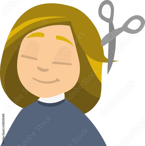 Vector illustration of a girl with a haircut