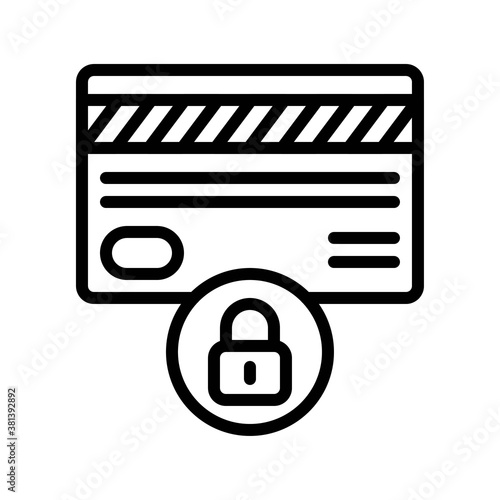 economic recession related credit card with strips and lock vectors in lineal style,