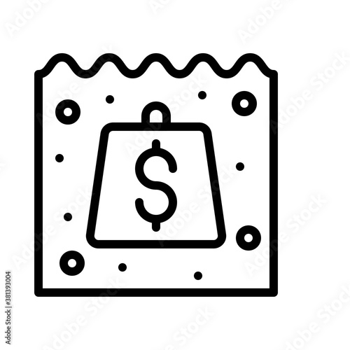 economic recession related dollar sign in water with zig zag vectors in lineal style,