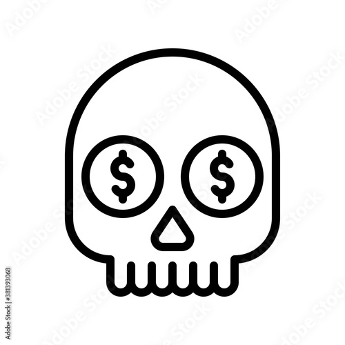 economic recession related men skull with dollar penni and teeth vectors in lineal style,